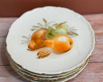 Schumann Arzberg Duitsland Set van 4 dessertborden fruit met gouden rand