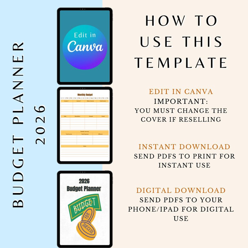 Budget Display 2026 Budget Planner Bundle, Printable & Digital, MRR PLR Canva Template ...