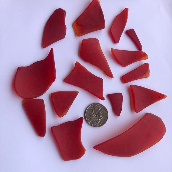 Red sea glass, tumbled glass, tumbled vintage glass