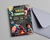 Little Boy Birthday invitation, Kids Birthday Boy invitation, Boy 7th Birthday, Boy 7th Invitation, invitation Template, Editable invitation