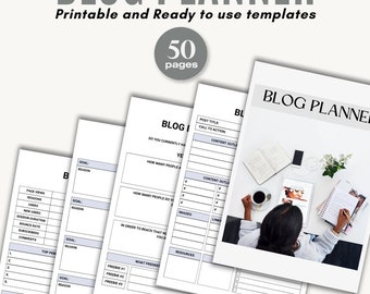 Blog Planner PDF Digital Blogging Planner Pages Printable Blog Planner Monthly Content Schedule Goal Tracker Blog Post Planner Templates