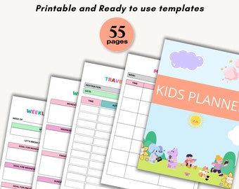 Printable Kids Planner, Kids Daily Planner, Daily Journal for Kids, 55 Page Printable Kids Planner, Kids PDF Planner, Kids Daily Schedule