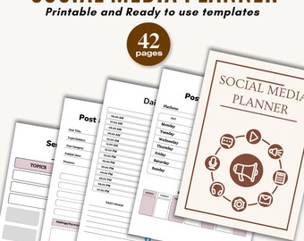 Social Media Planner, Social Media Planner, Content Planner, Social Media Managing Planner, Business Planner Printable, Facebook plan