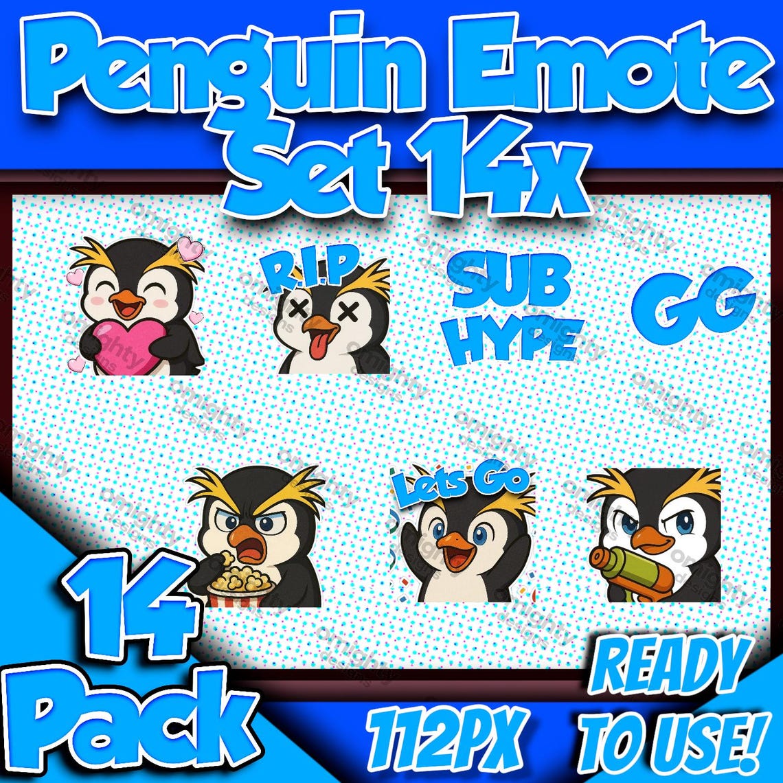 14 Chibi Penguin Emotes For Twitch Cute Penguin Stream Emote Pack 