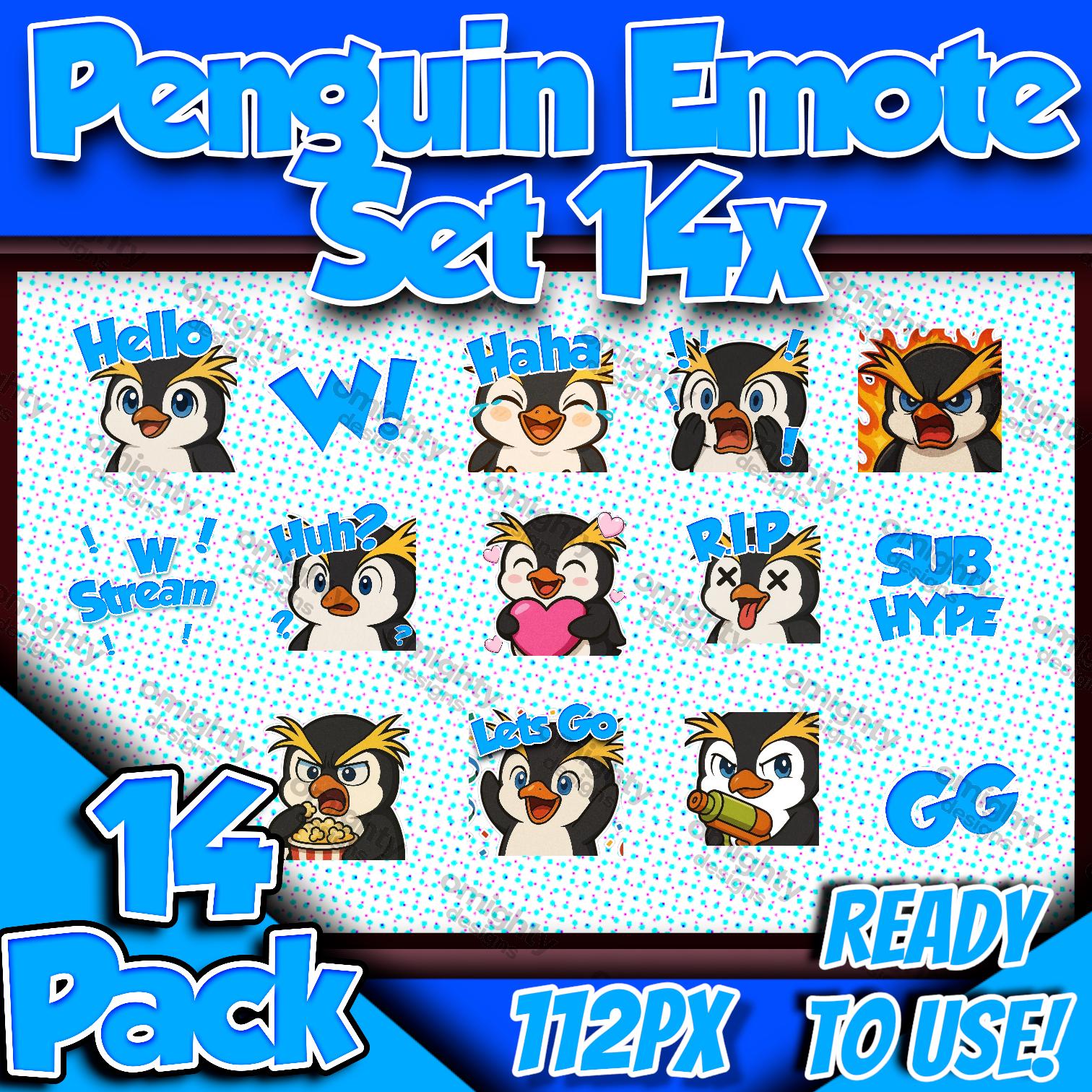 14 Chibi Penguin Emotes For Twitch Cute Penguin Stream Emote Pack 