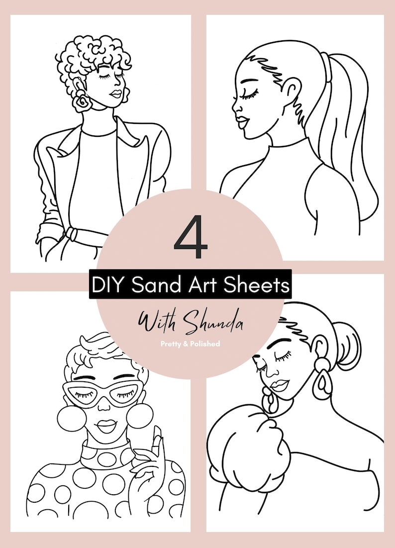 4 Peel and Pour Sand Art Sheets | Girl Designs (set of 4) - Etsy