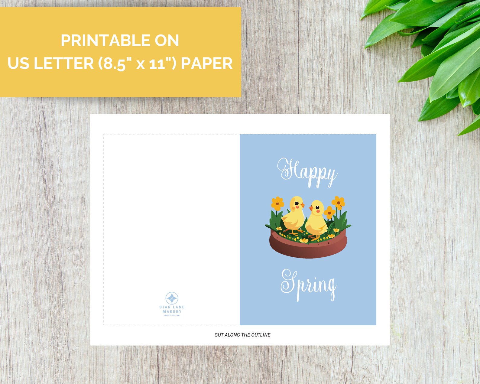 Happy Spring Greeting Card Baby Chicks Printable 5"x7" - Etsy