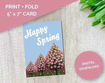 Happy Spring Greeting Card, Printable Happy Spring Greeting Card