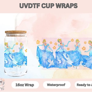 UVDtf Cup Wrap Princess | UvDTF Blue Princess Wrap | Cinde Cup wraps