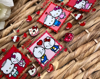 UVDTF Valentines Cup wraps | Kitty couple stamps cup Wrap | Ready to Apply