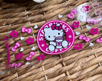 UVDtf Cup Wrap Spring Flowers | UvDTF Cute Sping Kitty Wrap | Cute Kitty Cup wraps