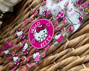 UVDtf Cup Wrap Pink kitty | UvDTF Kitty Hearts Wrap | Valentines Cup wraps
