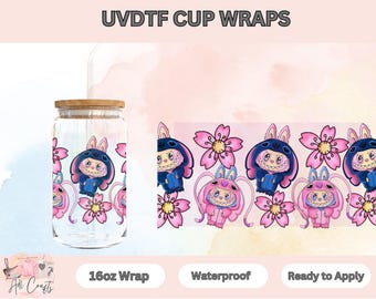 UVDtf Cup Wraps La bubus | blue alien La bubus Cup wrap | Mixed Colorful Labu bus cup wraps