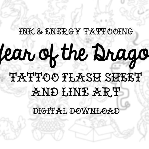 Printable Tattoo Flash - Year of the Dragon