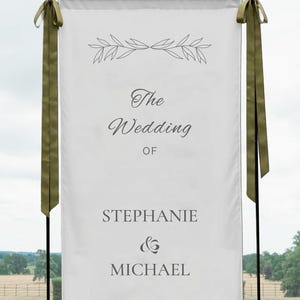 Custom Linen Wedding Sign: Personalized Fabric Wedding Banner