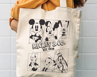 Torba na ramię Disney Mickey Tote w stylu retro, średniej wielkości, z klasycznego płótna bawełnianego (15 x 16 x 3 cale, wytrzymała tkanina)