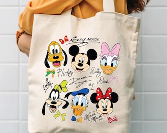 Torba typu tote z Myszką Miki i Przyjaciele: Płótno z motywem postaci Disneya – Gruba bawełna, Wielofunkcyjny dodatek podróżny