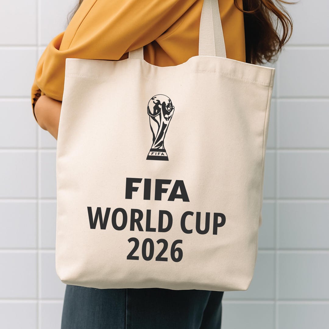 World Cup 2026 Soccer Tote Bag, Retro Canvas Sports Fan Carry-all