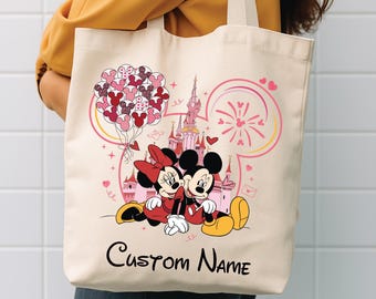 Bolso Disney Minnie Totes Coquette Pink Bow: Diseño rosa divertido - Tejido de algodón, bolso ecológico espacioso para uso diario.
