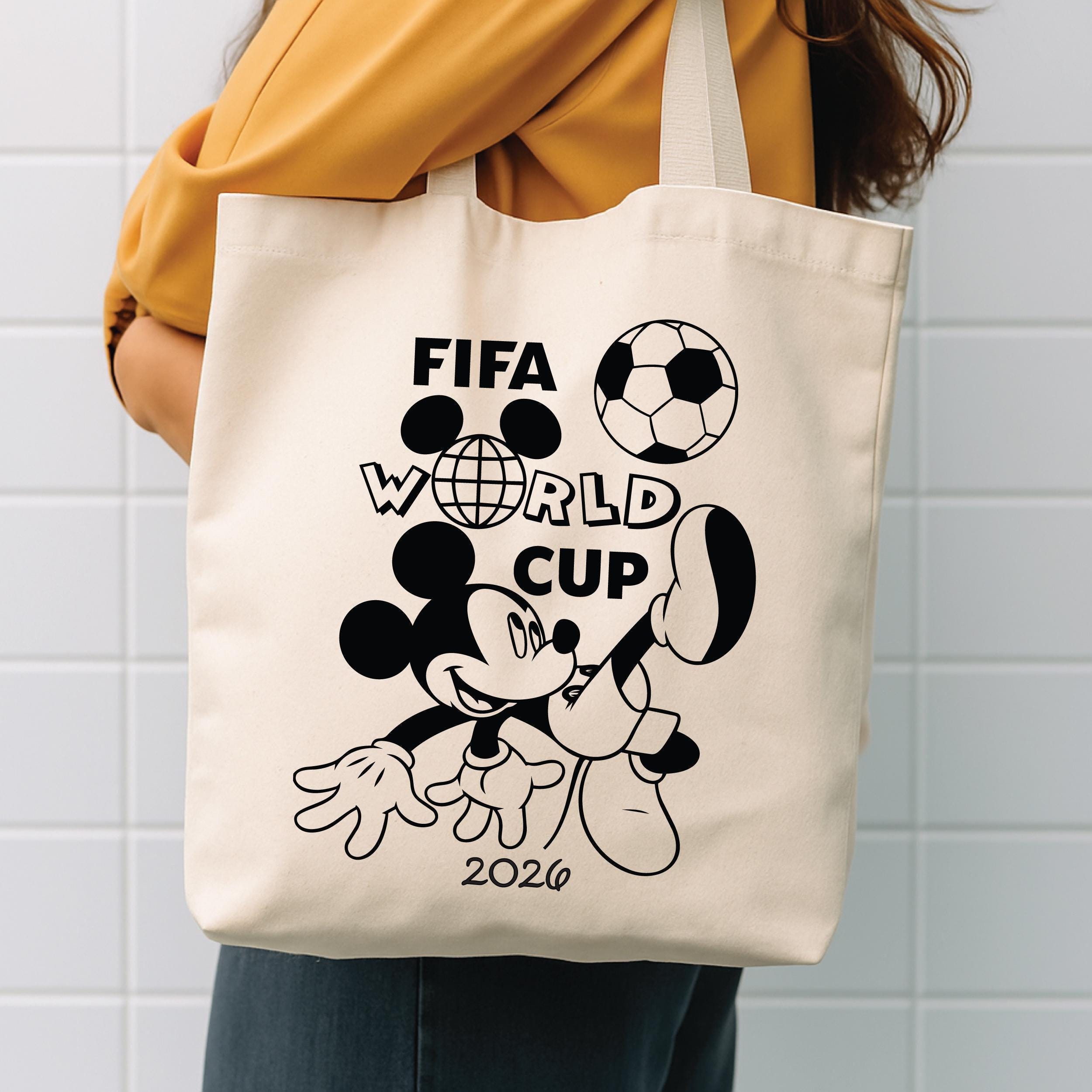 FIFA 2026 Tote Soccer Fan Bag: Disney World Edition, Canvas Cotton