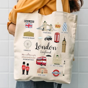 Durable Cotton Tote - London Travel Bag Spacious Gusset - Heavy Canvas, Eco-Friendly, Washable Fabric