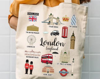 Durable Cotton Tote - London Travel Bag Spacious Gusset - Heavy Canvas, Eco-Friendly, Washable Fabric