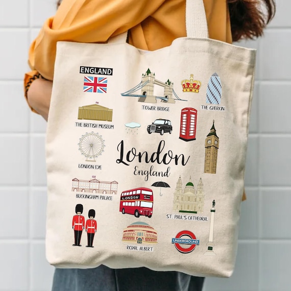 Durable Cotton Tote - London Travel Bag Spacious Gusset - Heavy Canvas, Eco-Friendly, Washable Fabric
