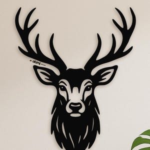 Cabeza de ciervo SVG, archivo cortado con láser / Arte mural de ciervo Svg / Ciervo Svg / Astas Svg / Arte mural natural / Caza / Descarga digital (svg eps dxf png)