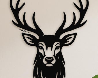 Deer Head SVG Laser Cut File | Deer Wall Art Svg | Buck Svg | Antlers Svg | Nature Wall Art | Hunting | Digital download ( svg eps dxf png )