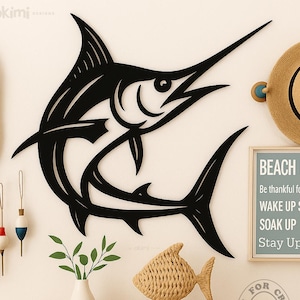 Marlin Laser Cut File | Fishing Wall Art Svg | Swordfish Wood Wall Art | Fish Shack Home Decoration (Digital Download: svg dxf png eps pdf)