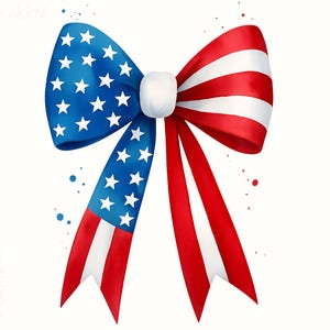 Clipart de lazo patriótico: PNG de EE. UU. rojo, blanco y azul para manualidades del 4 de julio