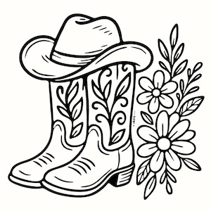 Botas de vaquero florales SVG / Clipart rústico de novia occidental / Clipart rústico de vaquero / Clipart floral occidental / Sublimación linda / SVG floral