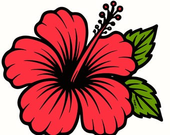 Hibiscus Flower SVG  | Hawaiian Aloha Flower Design | Tropical Floral Clipart, Hibiscus Clip Art, Hawaiian Flower Svg, Tropical Clip Art