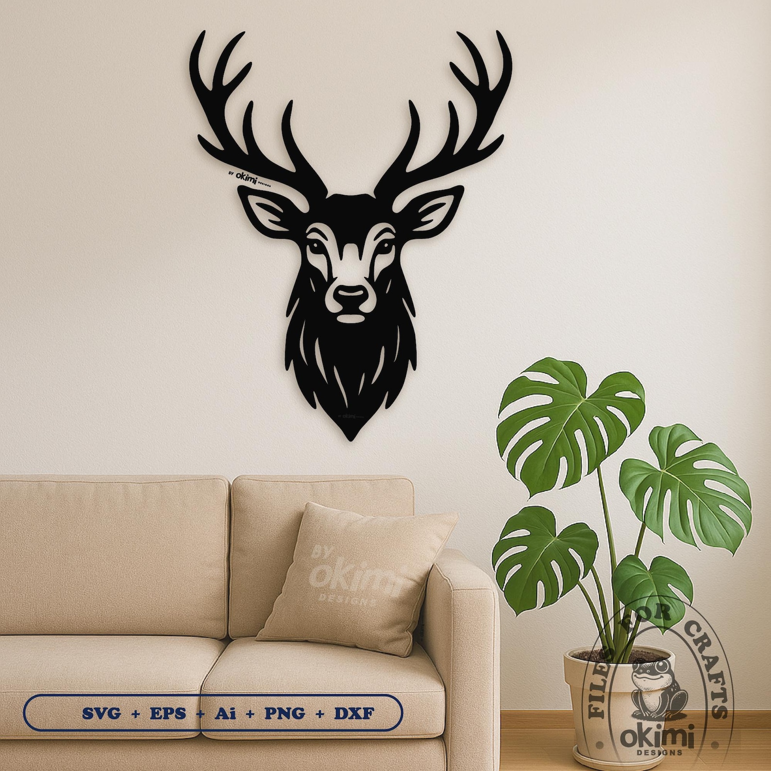 Deer Head SVG Laser Cut File | Deer Wall Art Svg | Buck Svg | Antlers ...