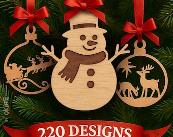 Christmas Ornament SVG Bundle | 220+ Laser Cut Wood Ornament SVG Files | Holiday Decoration Templates | Digital Download: Svg Dxf Pdf Eps Ai