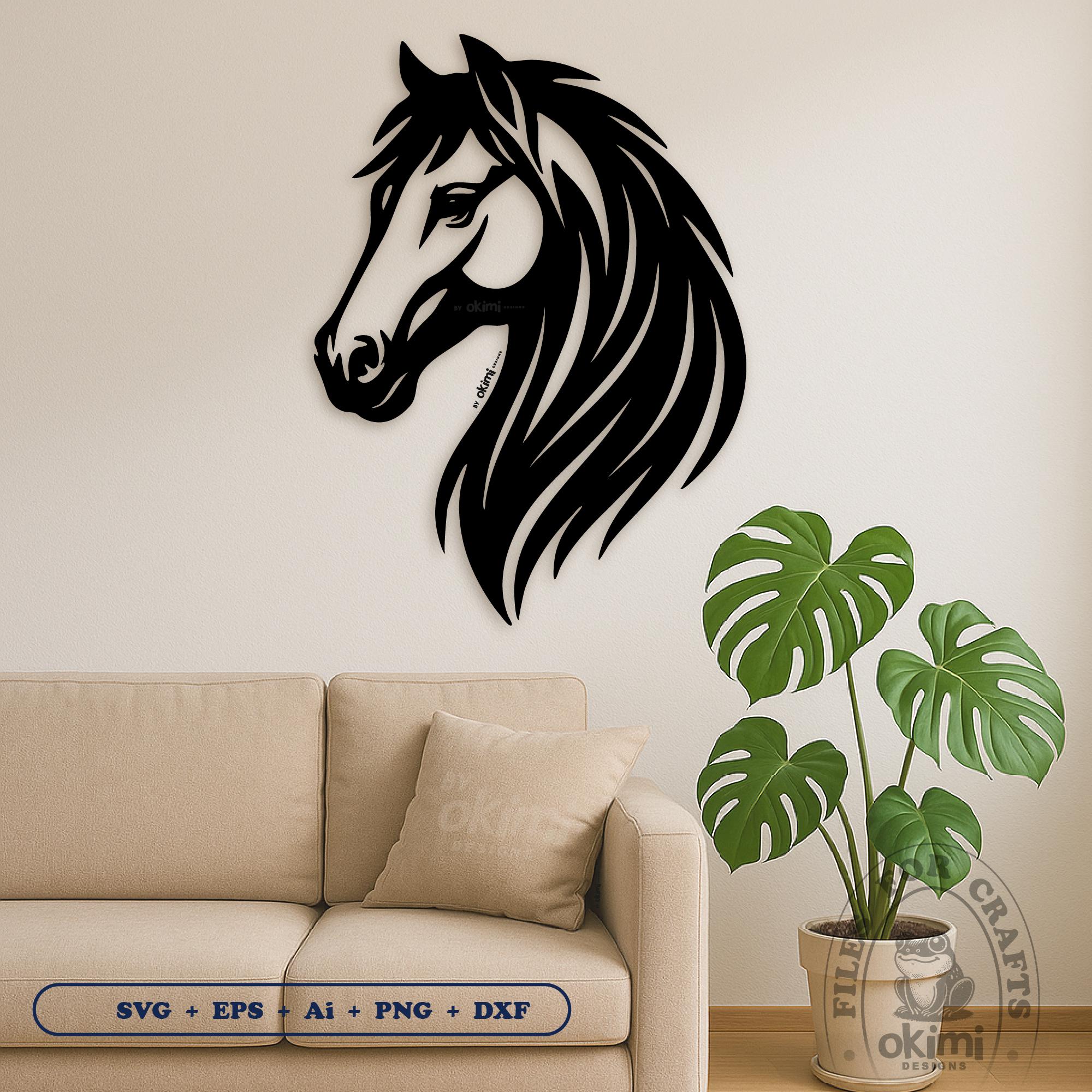 Horse Head Wall Art SVG | Horse Wall Decor Laser Cut Files | Wood Wall Art | Home Decoration | Horse Svg | Digital download: dxf eps ai svg
