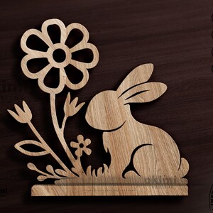Fichier SVG Bunny Easter Shelf Sitter | Fichier découpé au laser de Pâques | Lapin de Pâques avec support SVG | Décorations de Pâques
