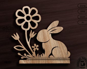 Bunny Easter Shelf Sitter SVG File | Easter Laser Cut File  | Easter Bunny With Stand SVG | Easter Decors