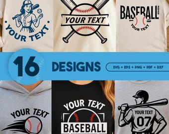 Baseball Bundle SVG File |  16 Baseball Team Templates, Personalized Name Svg, Mascot Template svg, Baseball Shirt , Baseball Player Clipart