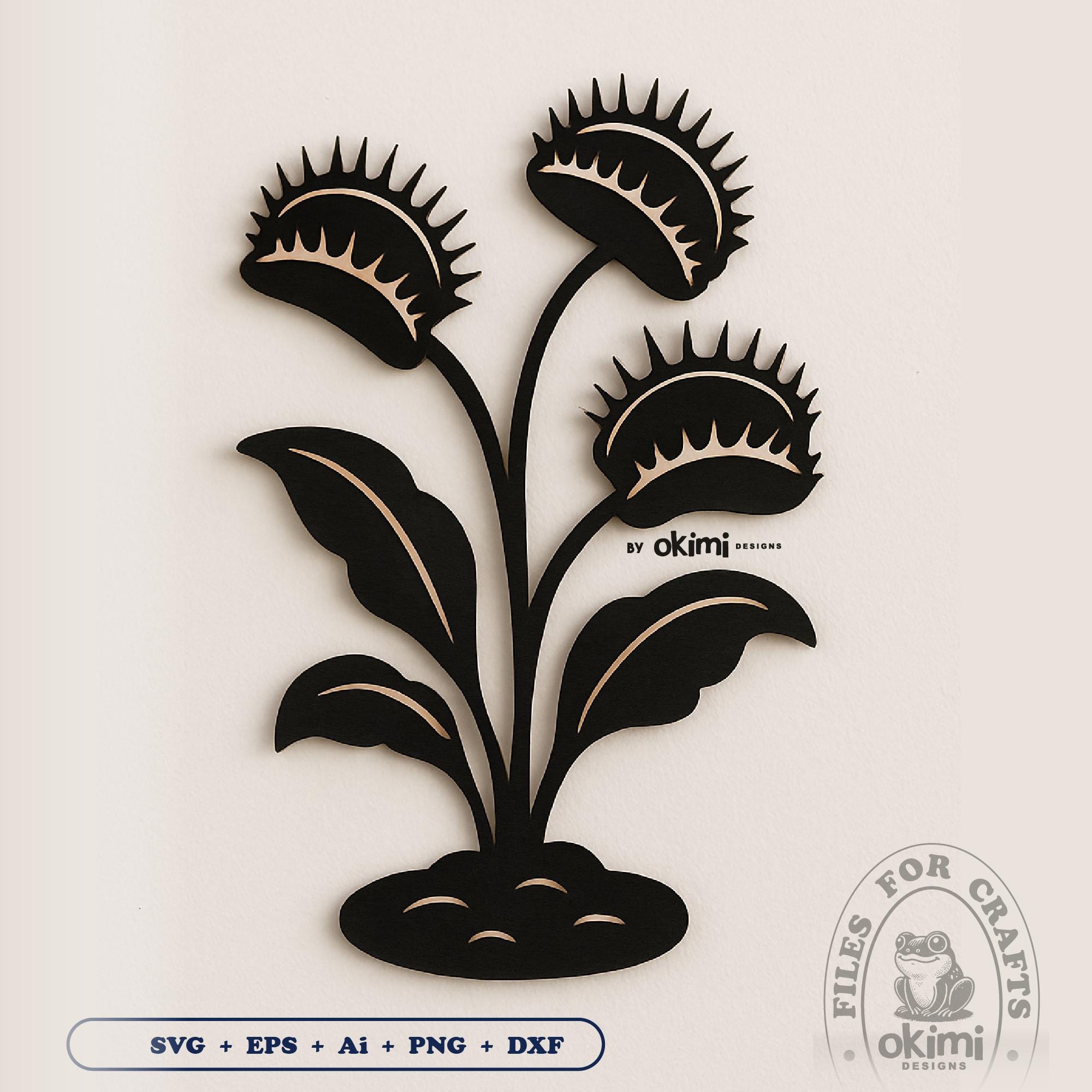 Venus Flytrap Plant Laser Cut Files , Carnivorous plant SVG File , Wall Art Svg, Laser cut panel, Digital download: dxf png eps ai svg