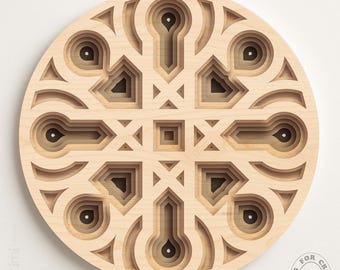3D Layered Mandala SVG | Laser Cutting Files for 3D Wood Wall Art  |  3D Wall Decor  |  Laser cut mandala in formats: Svg Dxf Eps Pdf Ai