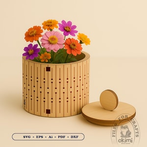 Laser geschnitten Box SVG-Datei | Kleine runde Box Vorlage svg | Geschenk Box Vorlage |  Schmuck Box svg | Laser geschnitten SVG