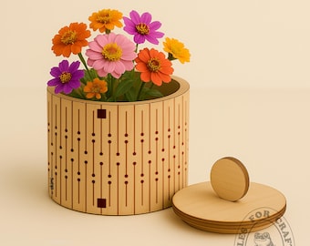 Archivo SVG de caja cortada con láser / Plantilla de caja redonda pequeña SVG / Plantilla de caja de regalo / Caja de joyería SVG / SVG cortado con láser