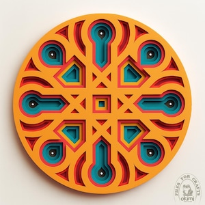 3D Layered Mandala SVG | Laser Cutting Files for 3D Wood Wall Art  |  3D Wall Decor  |  Laser cut mandala in formats: Svg Dxf Eps Pdf Ai