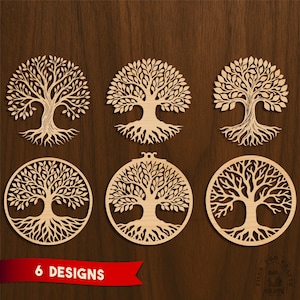 Levensboom SVG-bestanden | SVG-bundel-6 ontwerpen, muurkunst-svg, houten muurkunst, huisdecoratie | Digitale download: svg dxf png eps pdf