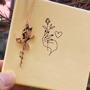 18K Gold Necklace | Personalized Butterfly Necklace | Custom Name Necklace | Butterfly Dainty Pendant Necklace Jewelry |Jewelry Gift for Her
