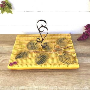 Vallauris ceramic serving platter from the south of France / cheese board, dessert / presentation dish / kitchen container, retro.