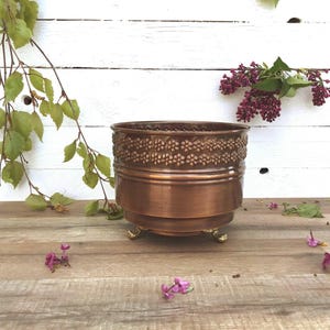 Maceta de cobre de Francia, maceta antigua, maceta vintage, maceta antigua, decoración de cobre, decoración de plantas, decoración navideña, regalo