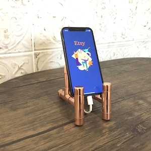 Kupfer-Telefonständer, Visitenkartenhalter, handgefertigter Ständer, handgemachter Ständer, Telefonhalter, Smartphone-Halter, Metallständer