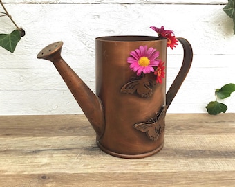 Vintage French copper decorative watering can, antique watering can, copper watering can, garden decoration, metal garden decor, country decor